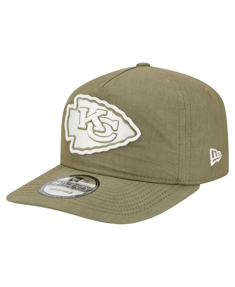New Era Men's Olive Kansas City Chiefs Nylon 19TWENTY Adjustable Hat
