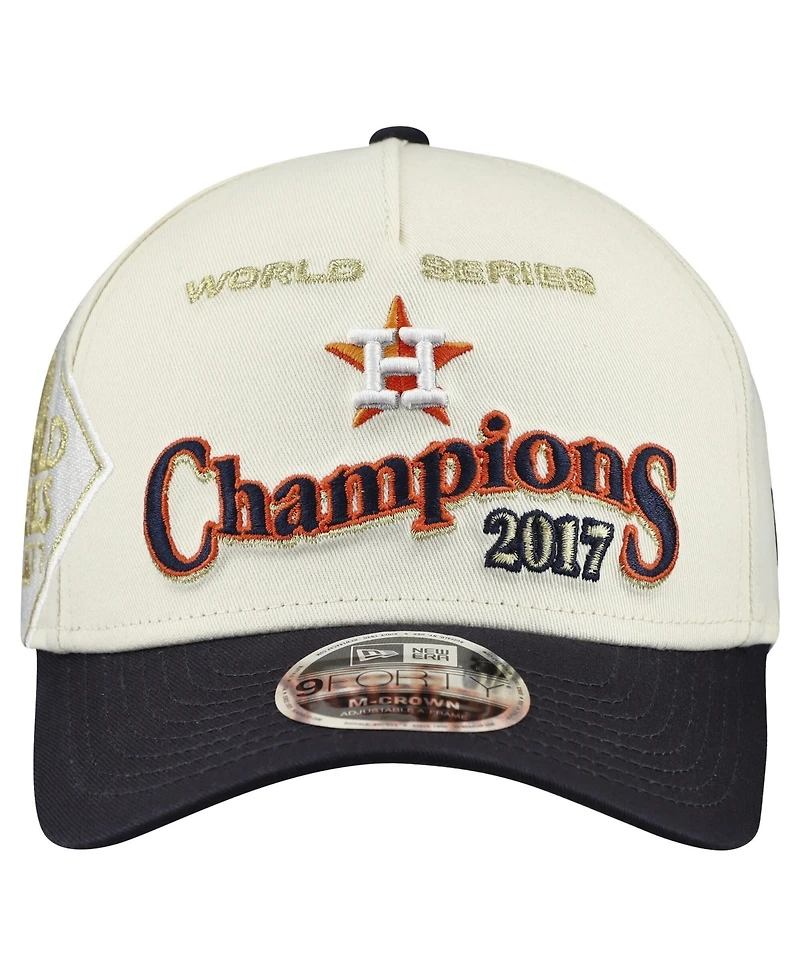 New Era Men's Cream/Navy Houston Astros World Series 9FORTY M-Crown A-Frame Adjustable Hat
