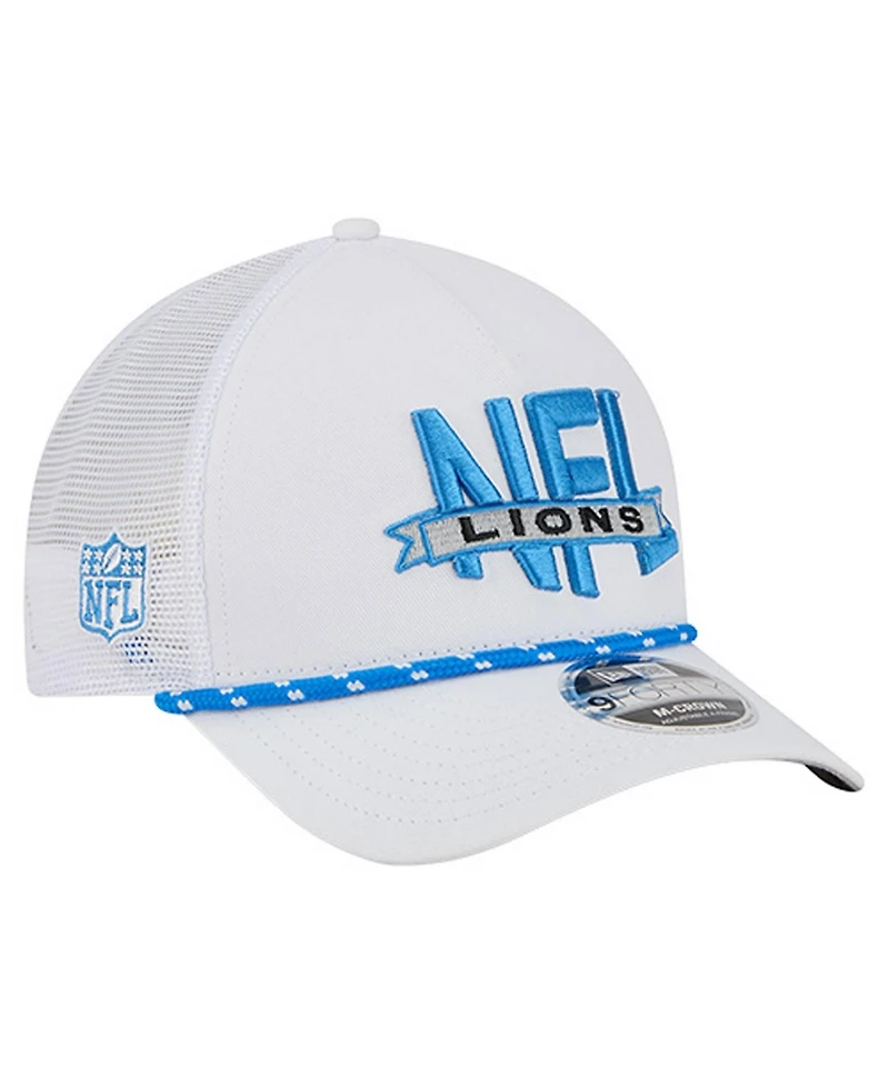 New Era Men's White Detroit Lions Nfl 9FORTY A-Frame M-Crown Adjustable Trucker Hat