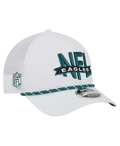 New Era Men's White Philadelphia Eagles Nfl 9FORTY A-Frame M-Crown Adjustable Trucker Hat