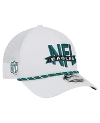 New Era Men's White Philadelphia Eagles Nfl 9FORTY A-Frame M-Crown Adjustable Trucker Hat