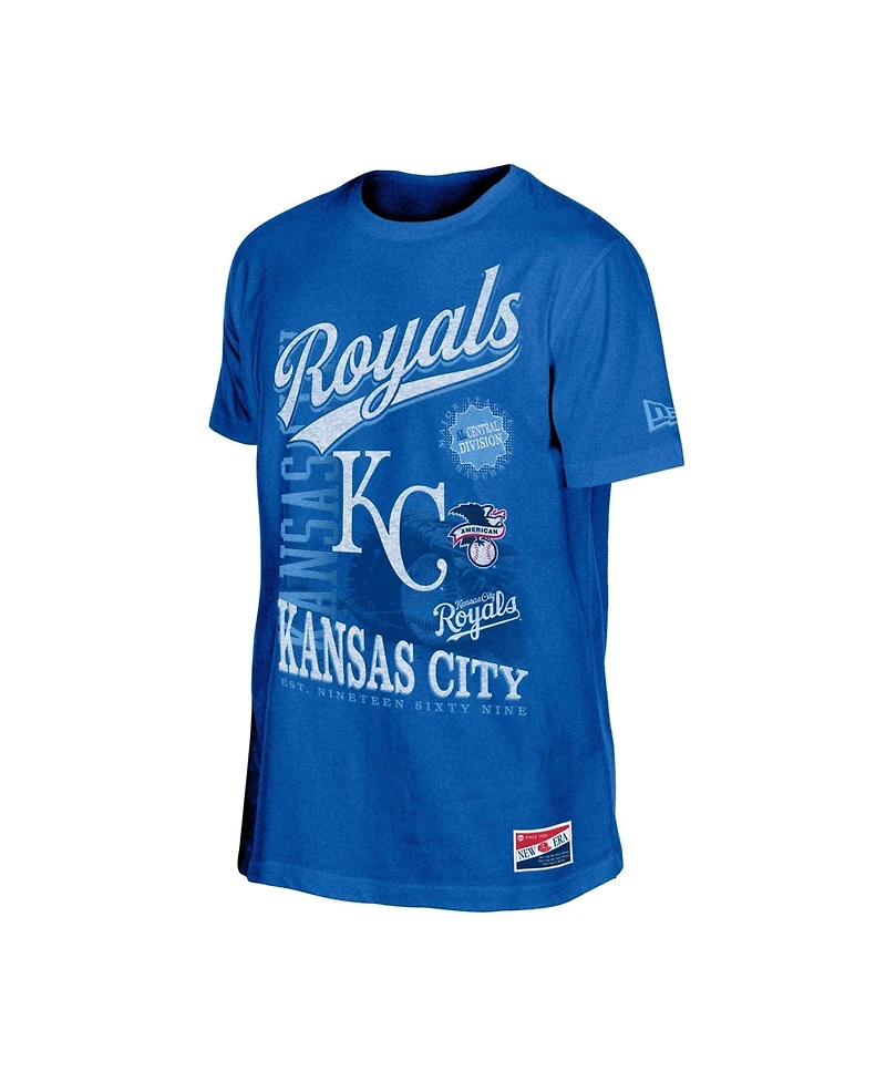 New Era Men's Royal Kansas City Royals Oversized Throwback Distressed T-Shirt