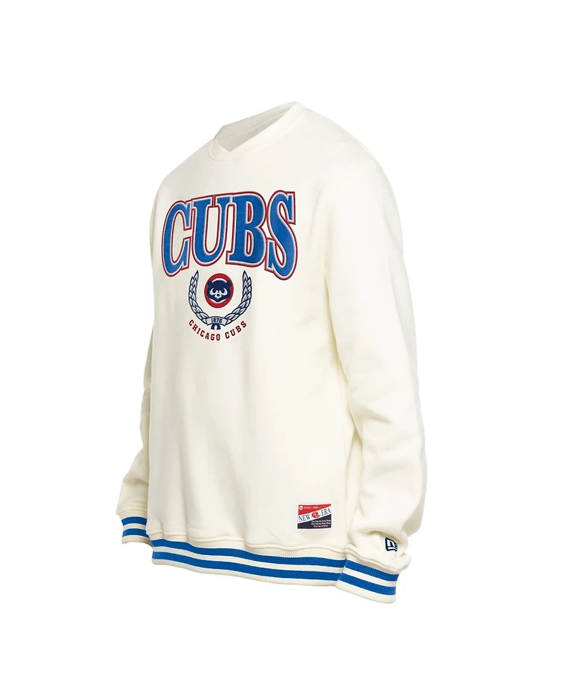 New Era Men's White Chicago Cubs Throwback Sweatshirt