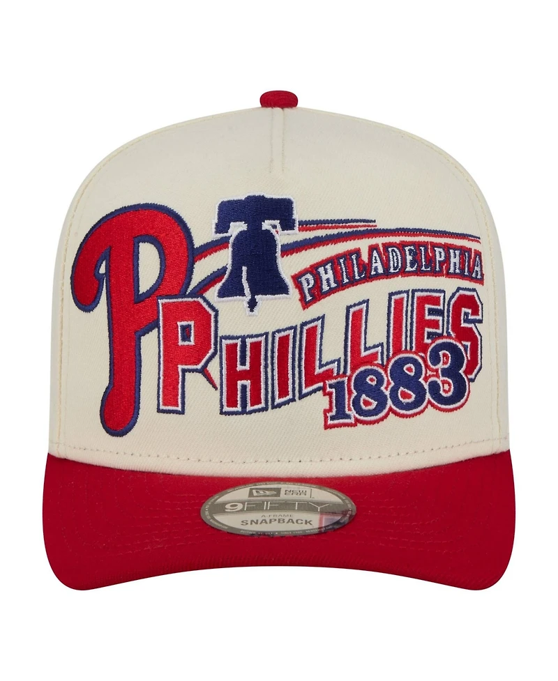 New Era Men's Cream/Red Philadelphia Phillies Classic A-Frame 9FIFTY Snapback Hat