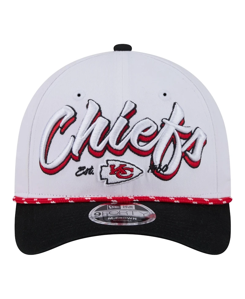 New Era Men's White Kansas City Chiefs Team Loyal A-Frame 9FORTY Adjustable Hat