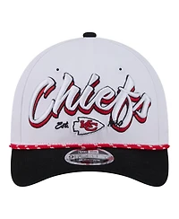 New Era Men's White Kansas City Chiefs Team Loyal A-Frame 9FORTY Adjustable Hat