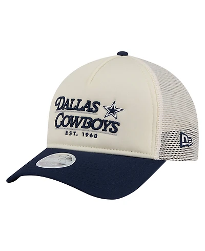 New Era Women's Cream/Navy Dallas Cowboys Retro A-Frame 9FORTY Adjustable Hat