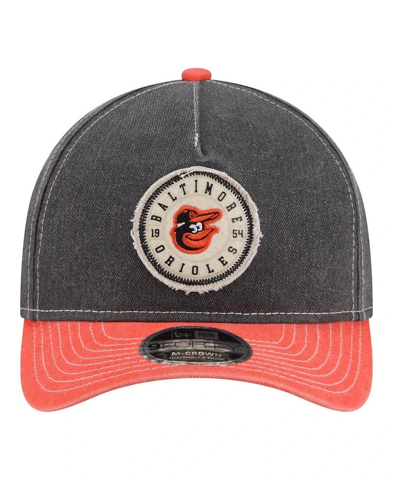 New Era Men's Black/Orange Baltimore Orioles Felt M-Crown 9FORTY Adjustable Hat