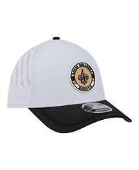 New Era Men's White/Black Orleans Saints Patch 39THIRTY A-Frame M-Crown Perforated Flex Hat