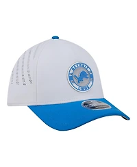 New Era Men's White/Blue Detroit Lions Patch 39THIRTY A-Frame M-Crown Perforated Flex Hat