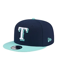 New Era Men's Navy/Turquoise Texas Rangers Two-Tone Color Pack 9FIFTY Snapback Hat