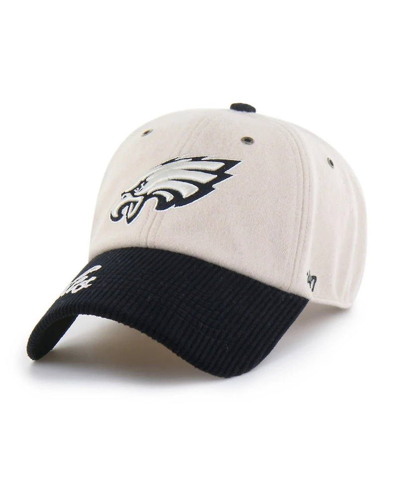 47 Brand Women's Natural/Black Philadelphia Eagles Rope Script Clean Up Adjustable Hat