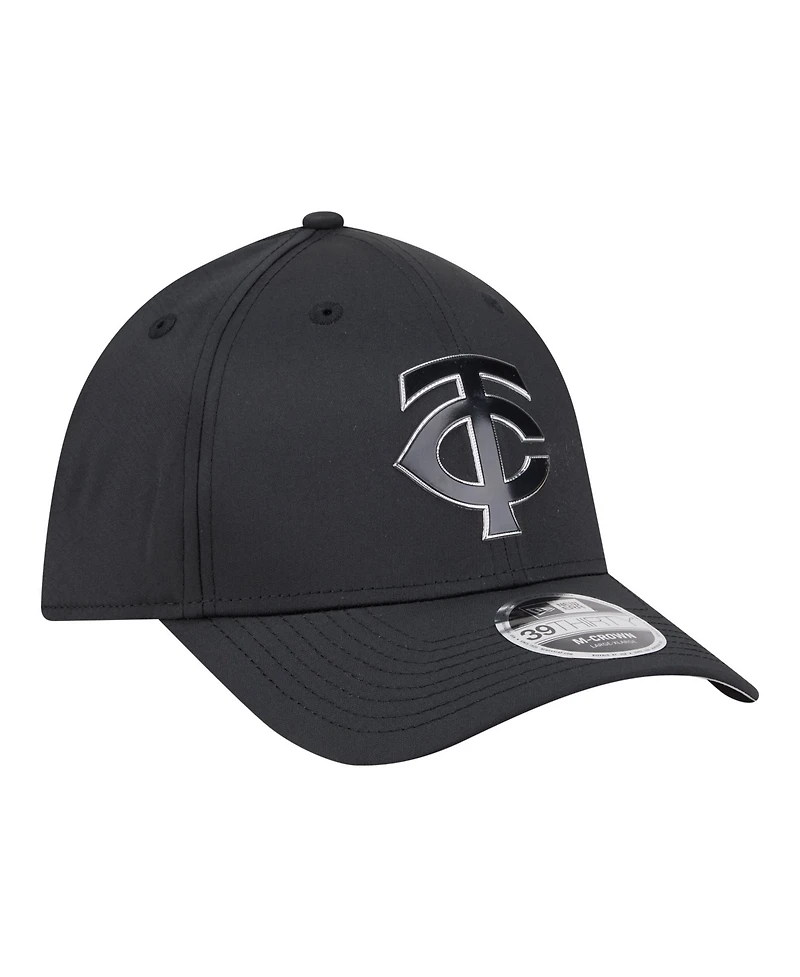 New Era Men's Black Minnesota Twins Metallic 39THIRTY M-Crown Flex Hat