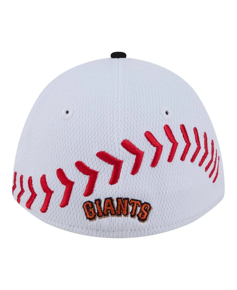 New Era Big Boys and Girls White/Black San Francisco Giants Baseball 39THIRTY M-Crown Flex Hat
