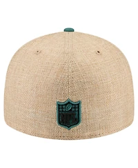 New Era Men's Natural/Midnight Green Philadelphia Eagles Pre-Curved Twine 59FIFTY Fitted Hat