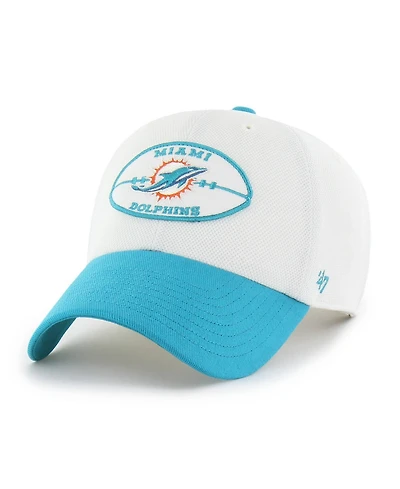 47 Brand Men's Cream/Aqua Miami Dolphins Pique Patch Clean Up Adjustable Hat