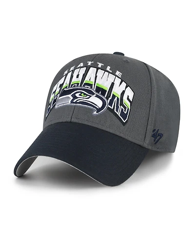 '47 Brand Men's Charcoal Seattle Seahawks Split Block Mvp Adjustable Hat