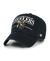 '47 Brand Men's Black Pittsburgh Steelers Throwback Graphic Clean Up Adjustable Hat
