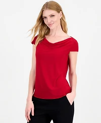 Kasper Women's Cap-Sleeve Cowl-Neck Blouse