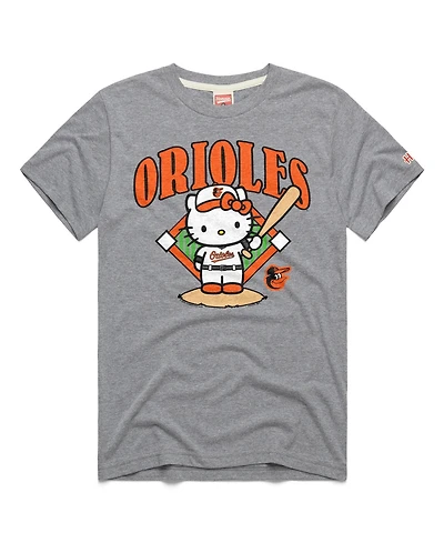 Homage Men's and Women's Gray Baltimore Orioles Hello Kitty Tri-Blend T-Shirt