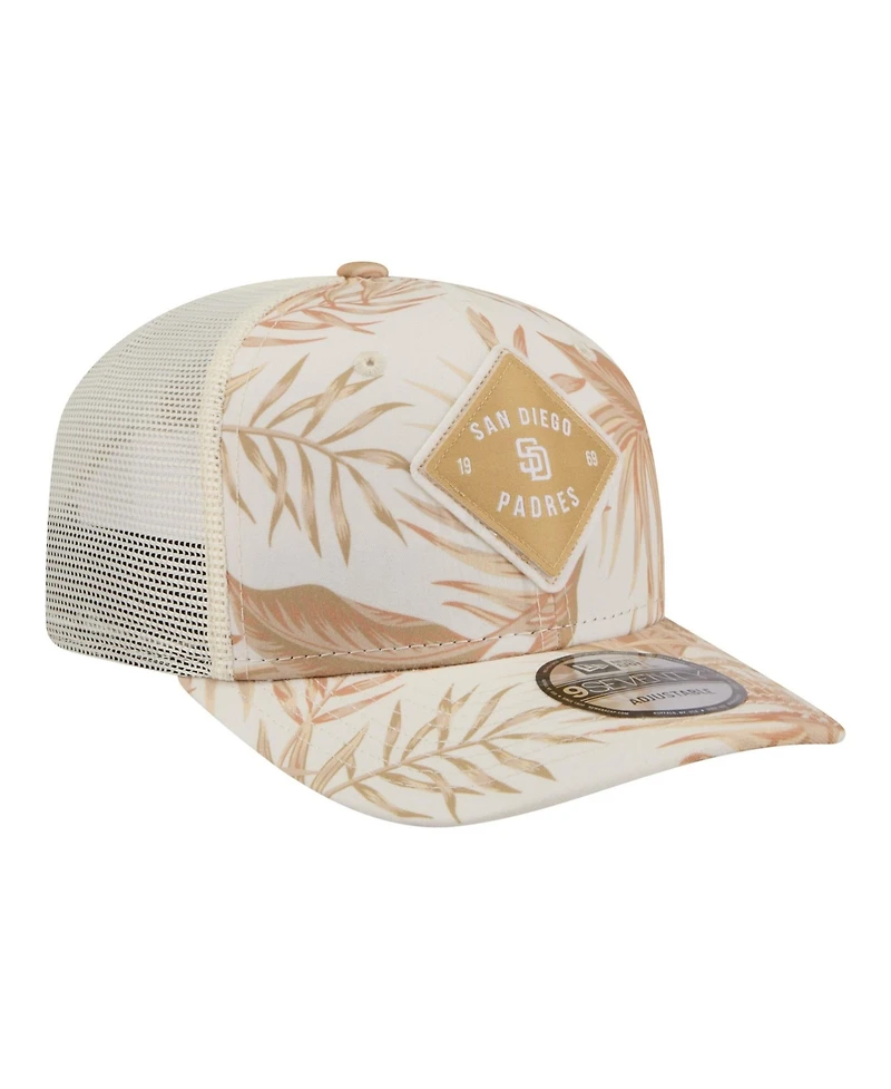 New Era Men's Tan San Diego Padres Tonal Palm Coolera 9SEVENTY Adjustable Trucker Hat