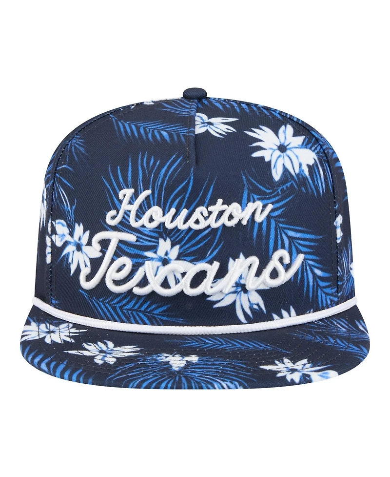 New Era Men's Navy Houston Texans Palm Print A-Frame 9FIFTY Snapback Hat