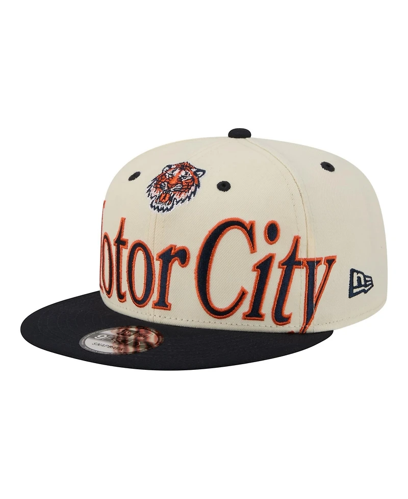 New Era Men's Cream Detroit Tigers Oversized Slogan 9FIFTY Snapback Hat