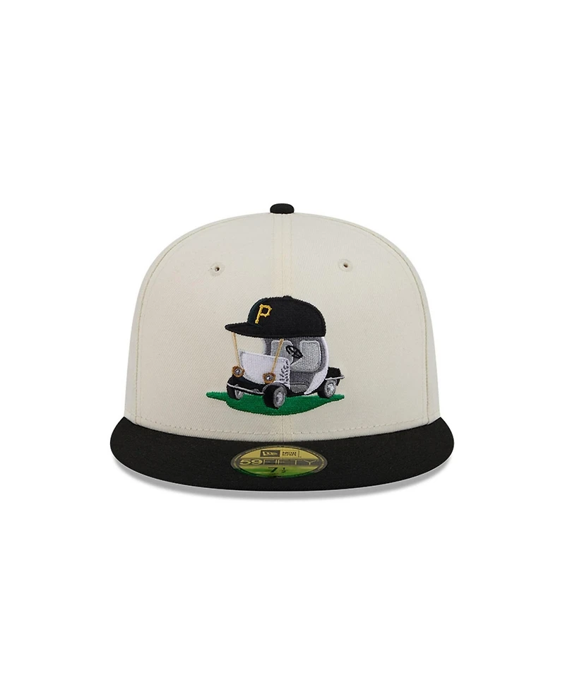 New Era Men's Cream/Black Pittsburgh Pirates Bullpen Cart 59FIFTY Fitted Hat