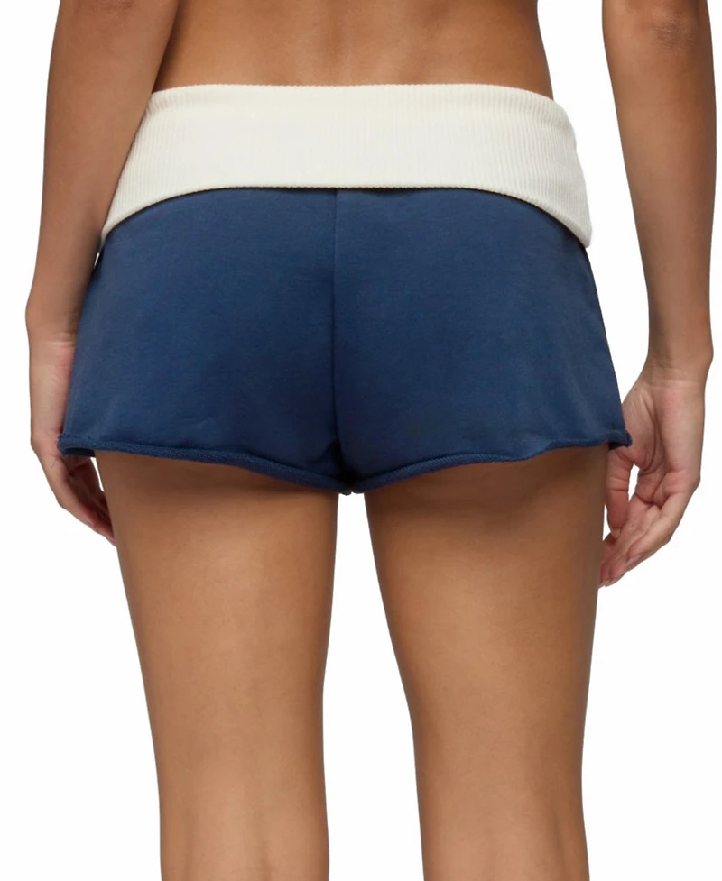 Edikted Women's Stevie French-Terry Foldover-Waistband Low-Rise Shorts, 2" Inseam