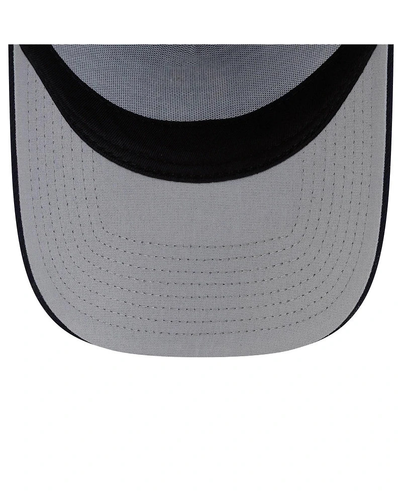 New Era Men's Navy Seattle Mariners Side Script 9FORTY A-Frame Trucker Adjustable Hat