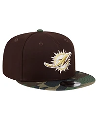 New Era Men's Dark Brown Miami Dolphins Burnt Wood Camo 9FIFTY Snapback Hat