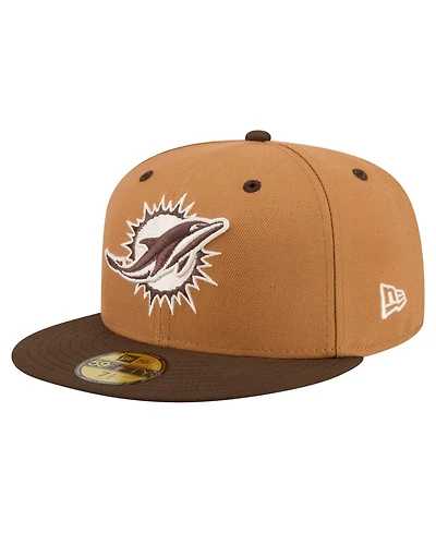 New Era Men's Light Brown/Dark Brown Miami Dolphins Two-Tone Walnut 59FIFTY Fitted Hat
