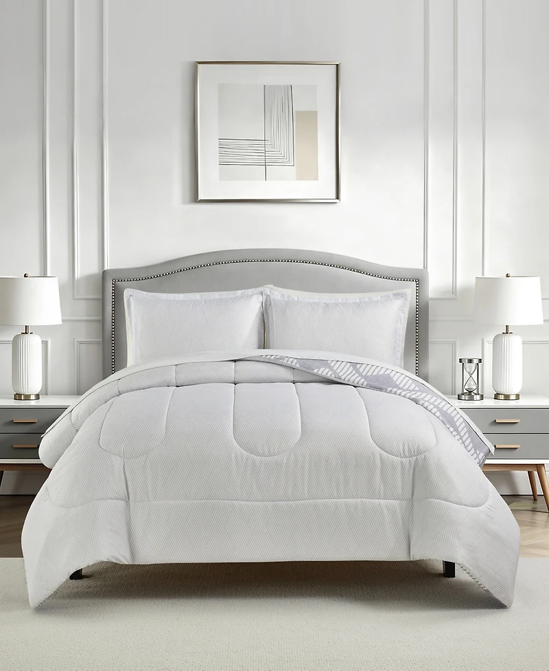Macy's Colton Geo Reversible Microfiber 3-piece Comforter Set