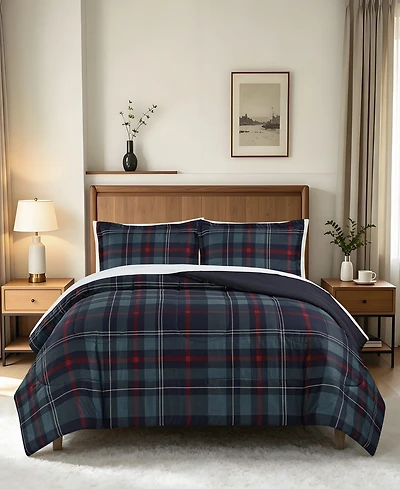 Macy's Danny Plaid Reversible Microfiber 3-piece Comforter Set
