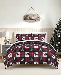 Macy's Deer Check Reversible Microfiber 3-piece Comforter Set