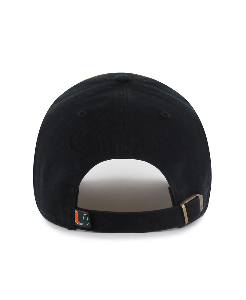 47 Brand Men's Black Miami Hurricanes Clean Up Adjustable Hat