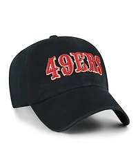 47 Brand Men's Black San Francisco 49ers Clean Up Team Script Adjustable Hat