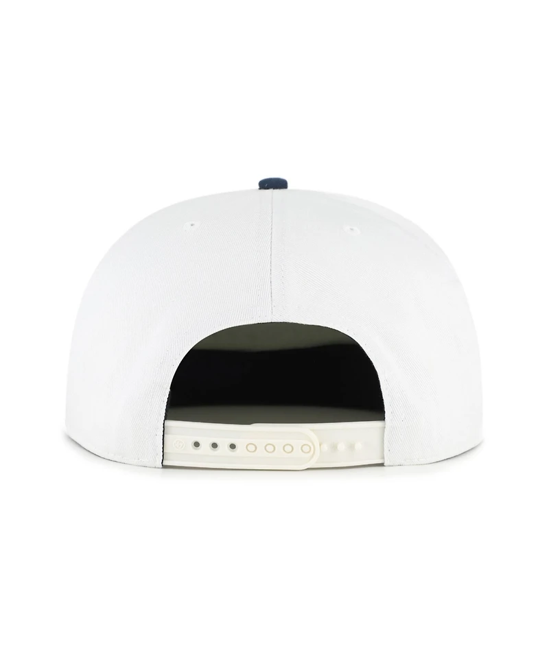 47 Brand Men's White/Navy New York Yankees Script Stack Relaxed Captain Snapback Hat