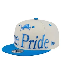 New Era Men's Cream Detroit Lions Oversized Slogan 9FIFTY Snapback Hat