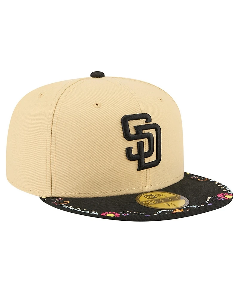 New Era Men's Light Beige San Diego Padres Two-Tone Embroidered Visor 59FIFTY Fitted Hat