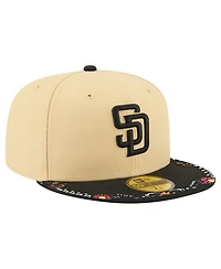 New Era Men's Light Beige San Diego Padres Two-Tone Embroidered Visor 59FIFTY Fitted Hat