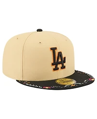 New Era Men's Light Beige Los Angeles Dodgers Two-Tone Embroidered Visor 59FIFTY Fitted Hat