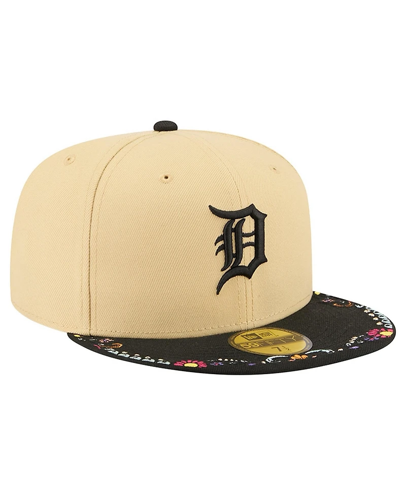 New Era Men's Light Beige Detroit Tigers Two-Tone Embroidered Visor 59FIFTY Fitted Hat