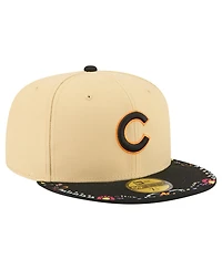 New Era Men's Light Beige Chicago Cubs Two-Tone Embroidered Visor 59FIFTY Fitted Hat