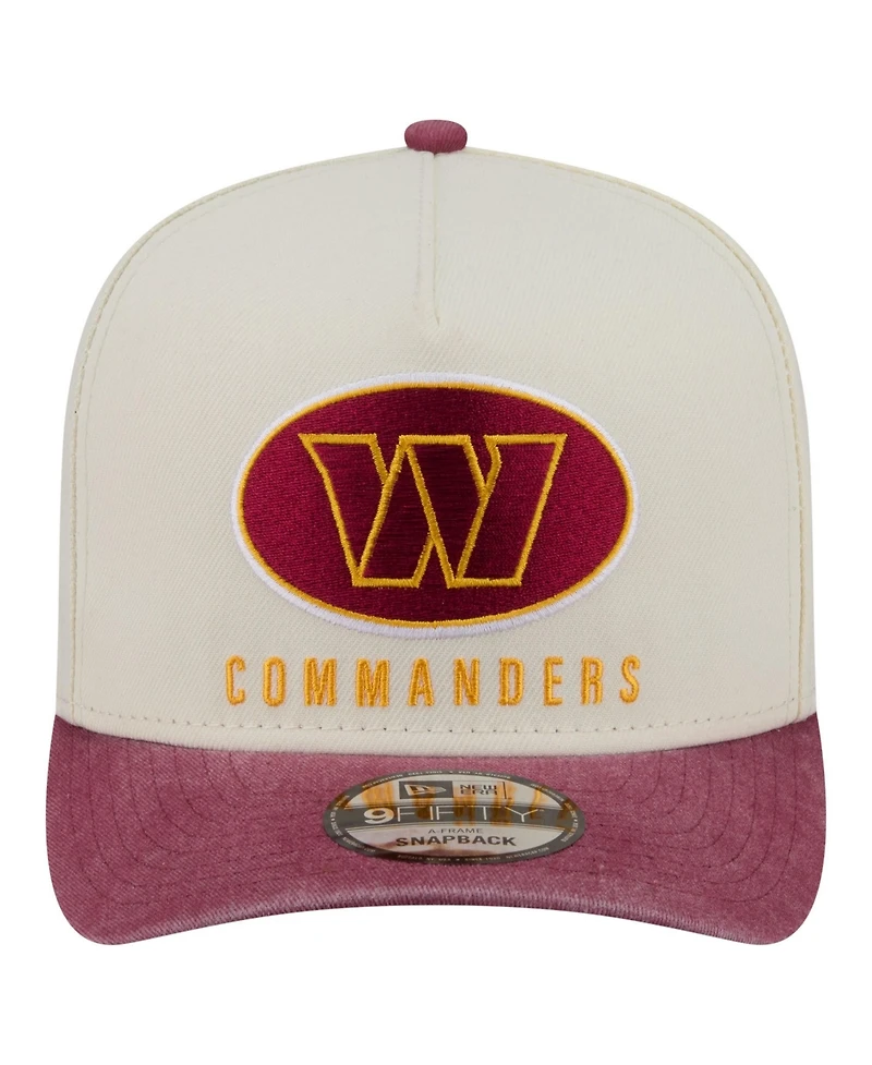 New Era Men's Cream/Burgundy Washington Commanders Washed A-Frame 9FIFTY Snapback Hat