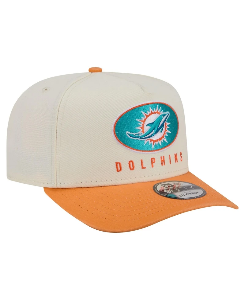 New Era Men's Cream/Orange Miami Dolphins Washed A-Frame 9FIFTY Snapback Hat