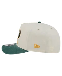 New Era Men's Cream/Green Bay Packers Washed A-Frame 9FIFTY Snapback Hat
