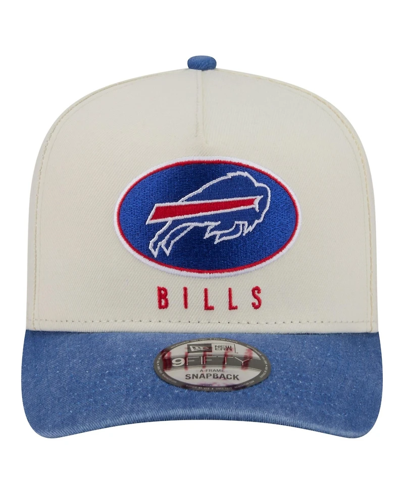 New Era Men's Cream/Royal Buffalo Bills Washed A-Frame 9FIFTY Snapback Hat