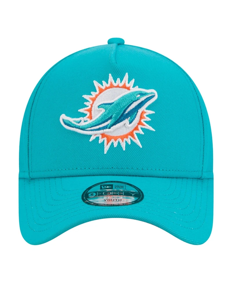 New Era Big Boys and Girls Aqua Miami Dolphins 9FORTY A-Frame Adjustable Hat