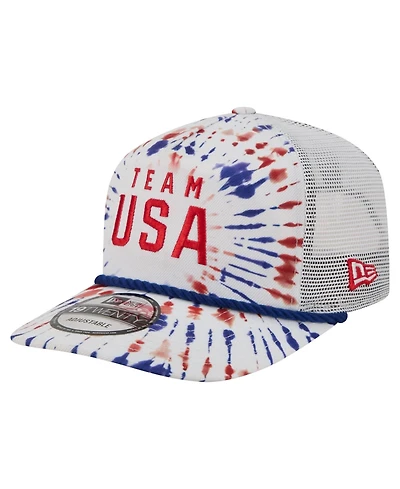 New Era Men's and Women's White Team Usa Firework 19TWENTY Rope Trucker Snapback Hat